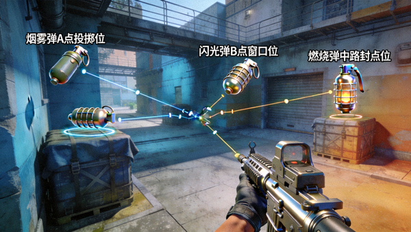 CSGO投掷物高清点位3D视角演示画面